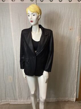 Clara SunWoo Liquid Leather Signature Pocket Blazer; Size: M